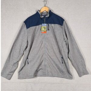 Orvis Mens Bonded Mesh Full-Zip Jacket XXL Grey Navy Blue Fleece Lined NWT